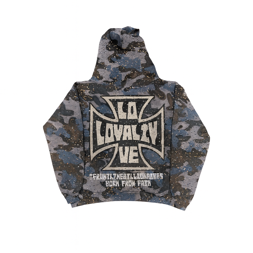LOYALTY & LOVE CAMO RHINESTONE HOODIE
