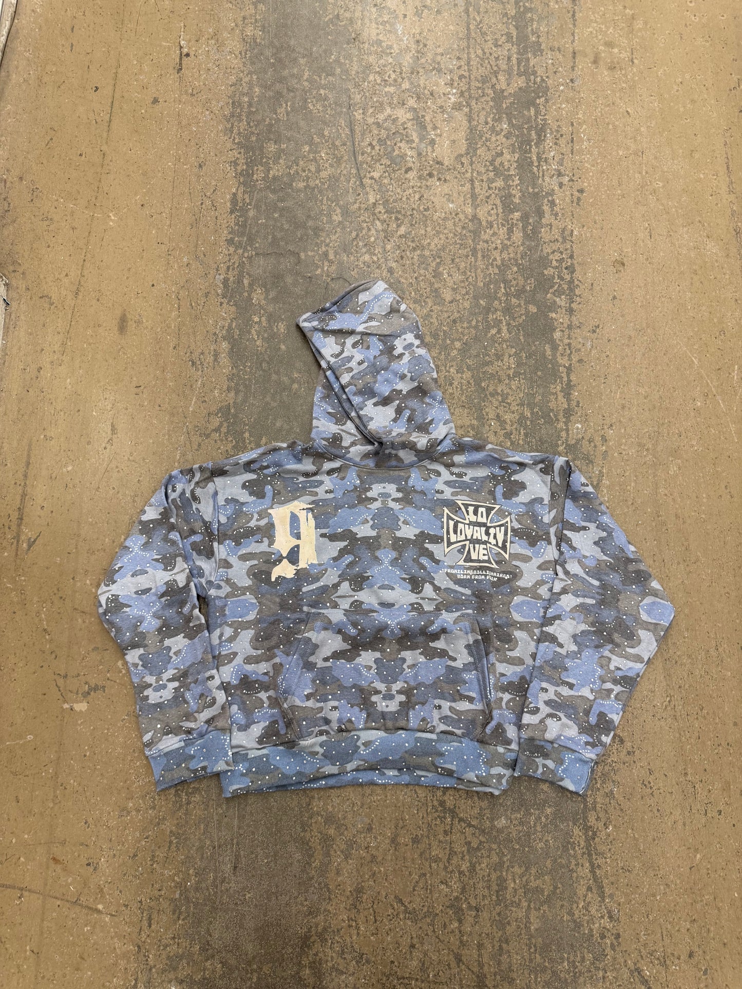 LOYALTY & LOVE CAMO RHINESTONE HOODIE