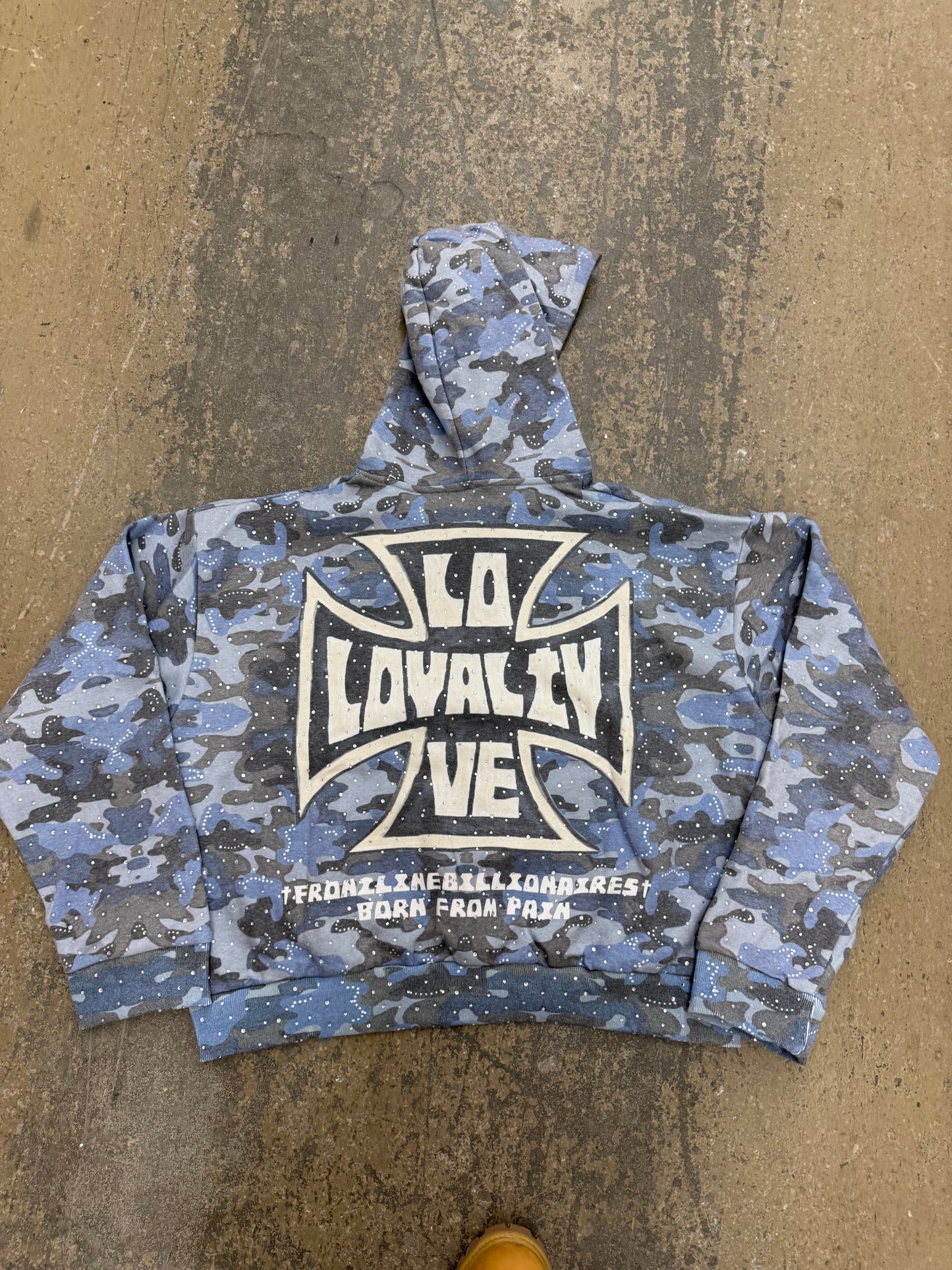 LOYALTY & LOVE CAMO RHINESTONE HOODIE