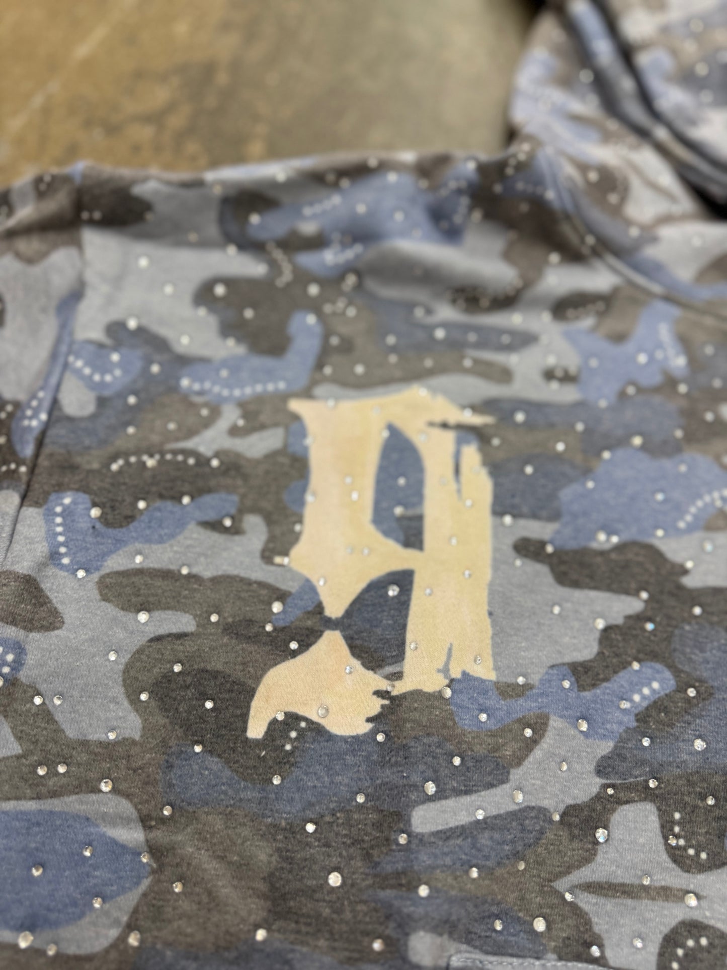 LOYALTY & LOVE CAMO RHINESTONE HOODIE