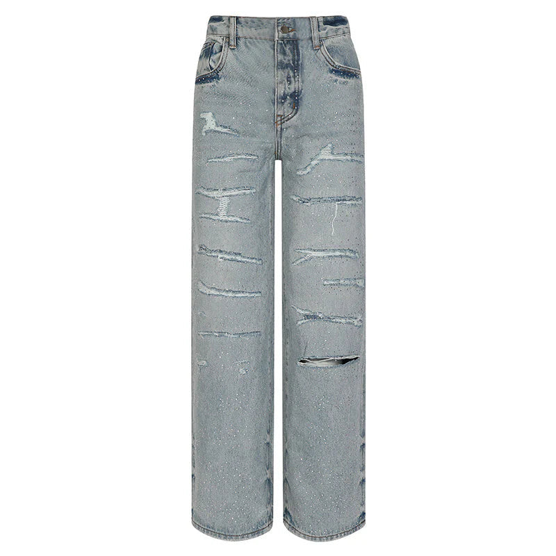 RHINESTONE OVERSIZED DENIM