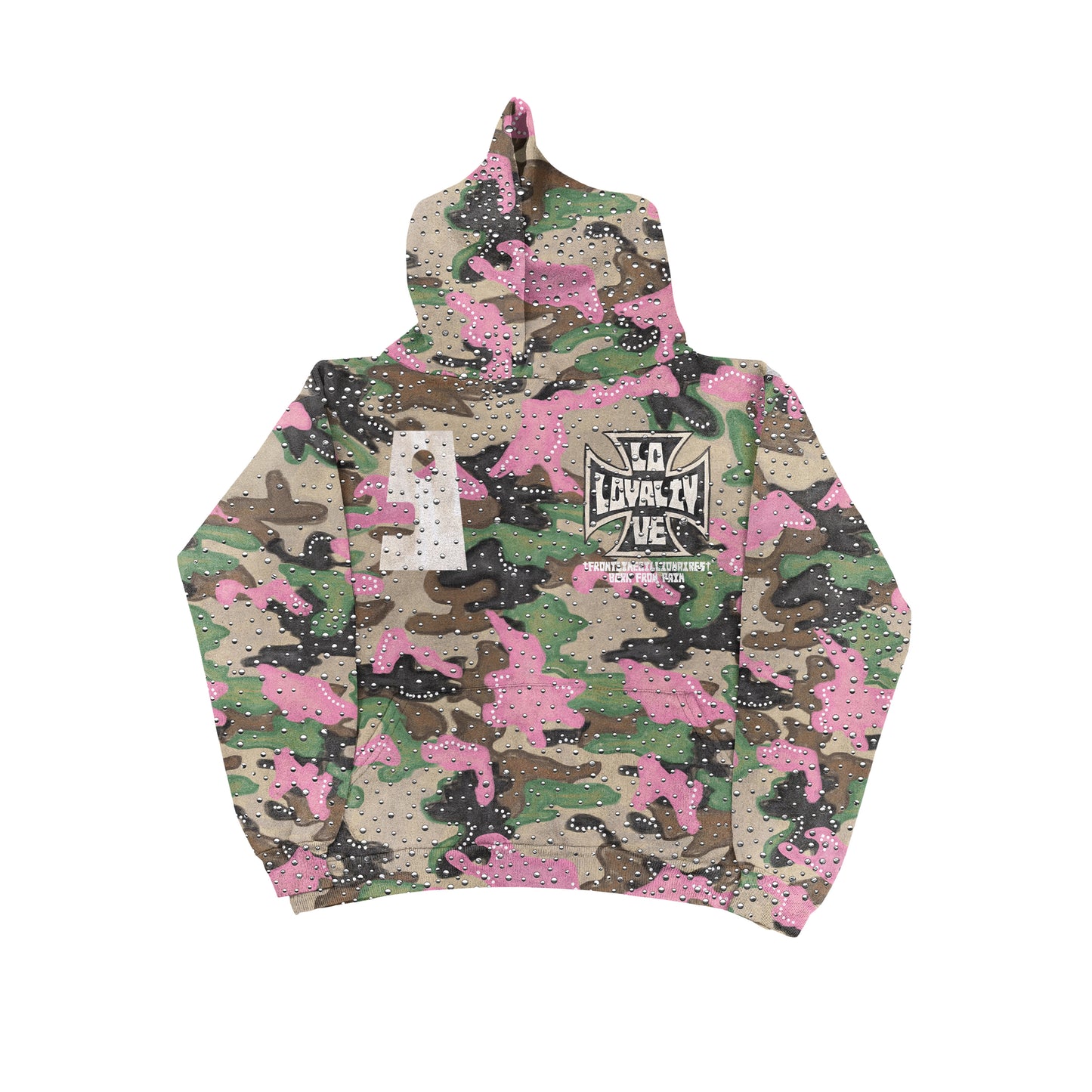 LOYALTY & LOVE CAMO RHINESTONE HOODIE